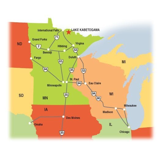 Highway map of the midwest.