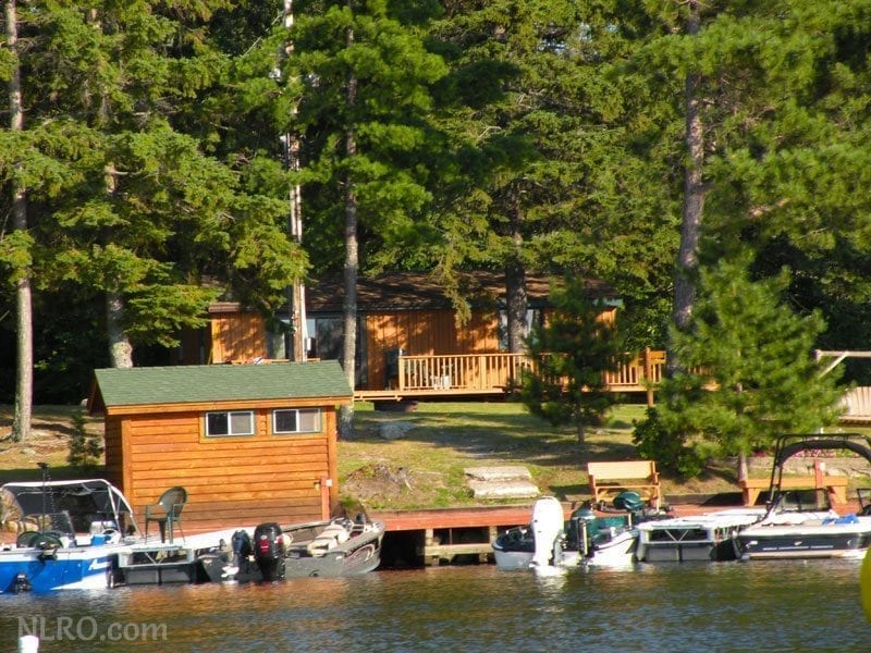 View of lodges and docks from Lake.