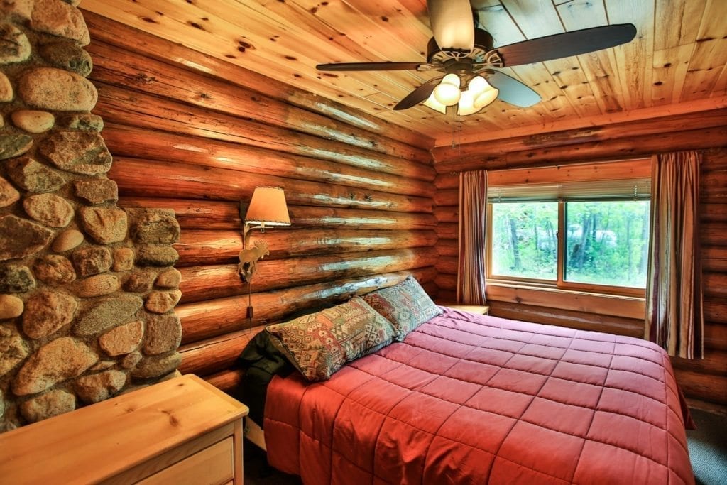 Firestone Log Lodge bedroom.