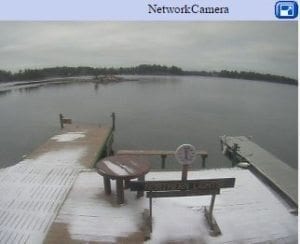 Winter Webcam view of Lake Kabetogama from the dock.
