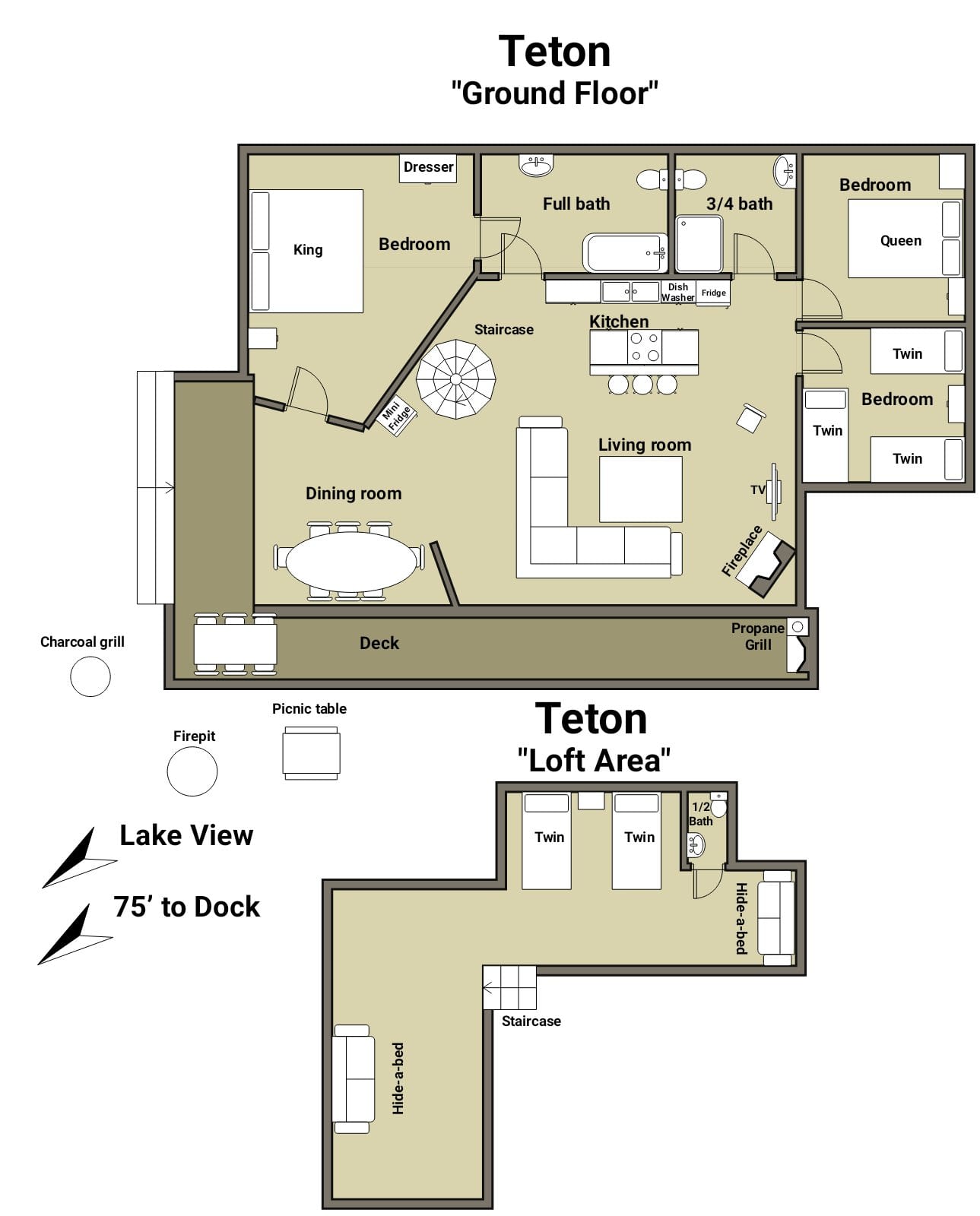 Teton cabin floorplan.