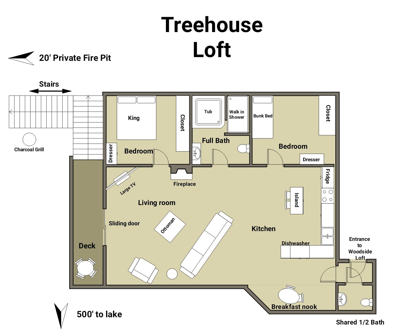 Treehouse Loft floor plan.