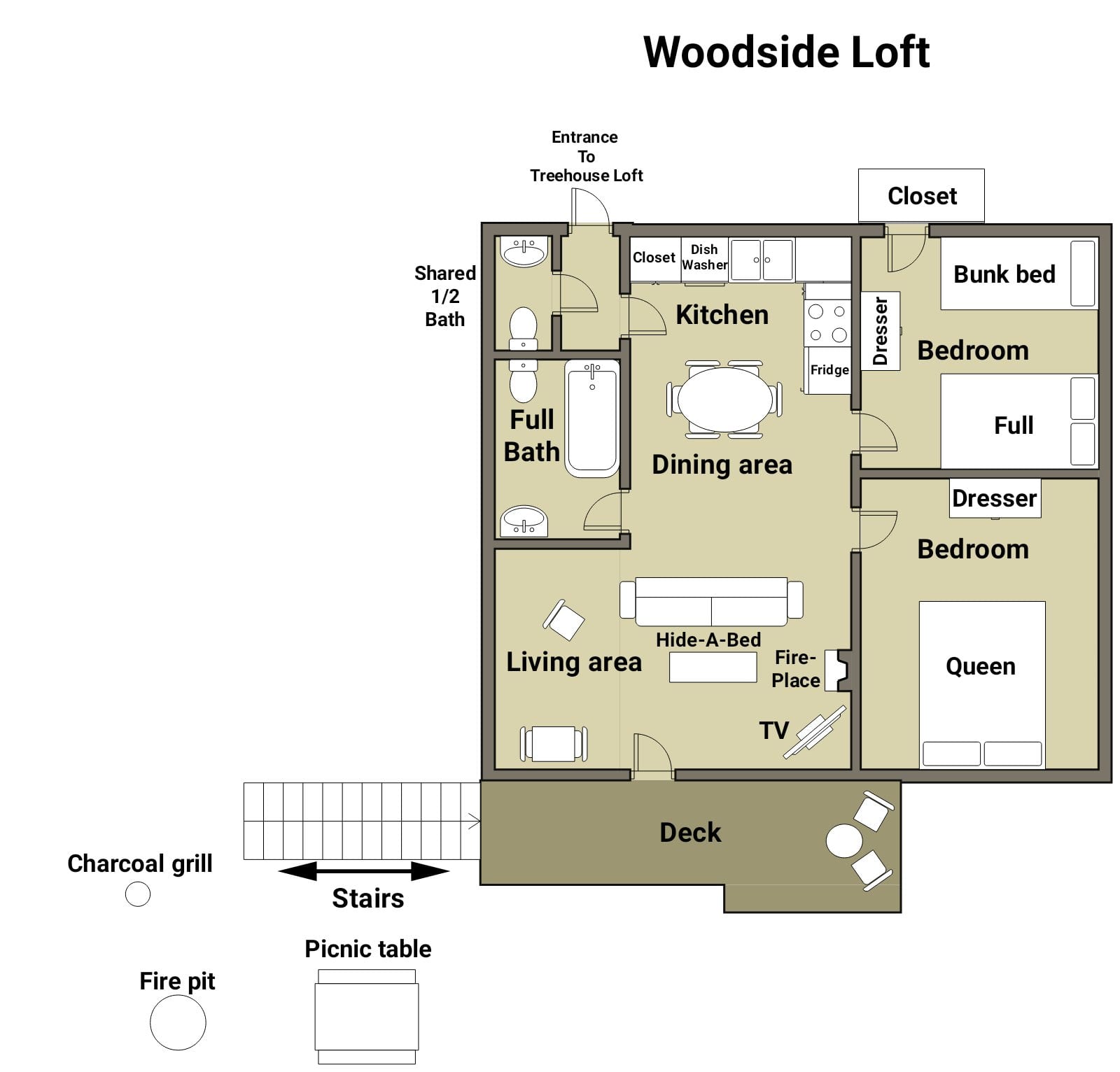Woodside Cabin floor plan.