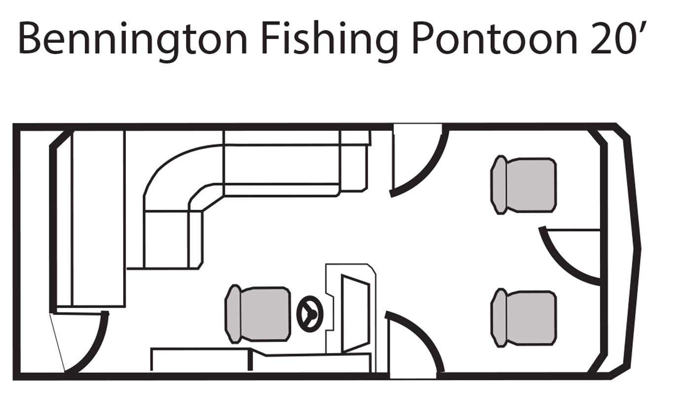 Bennington Fishing Pontoon 20' seating plan.