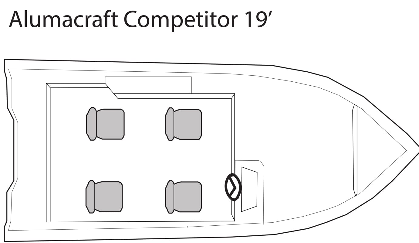 Alumacraft Competitor 19' fishing boat seating plan.