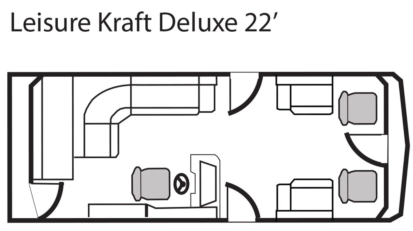 Leisure Kraft Black 22' pontoon seating plan.