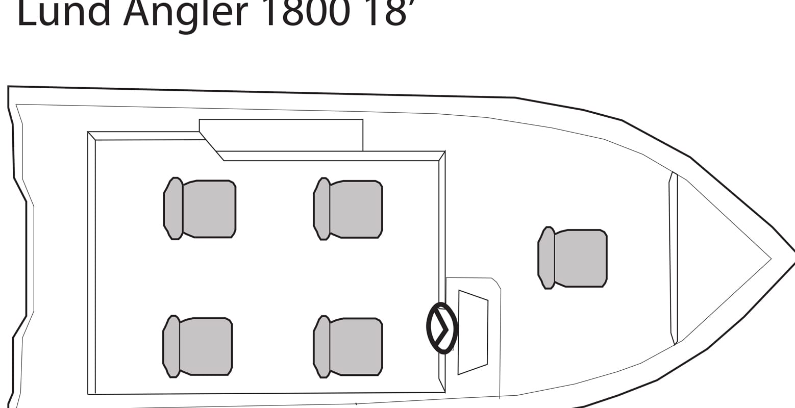 Lund Angler 18' fishing boat seating plan.