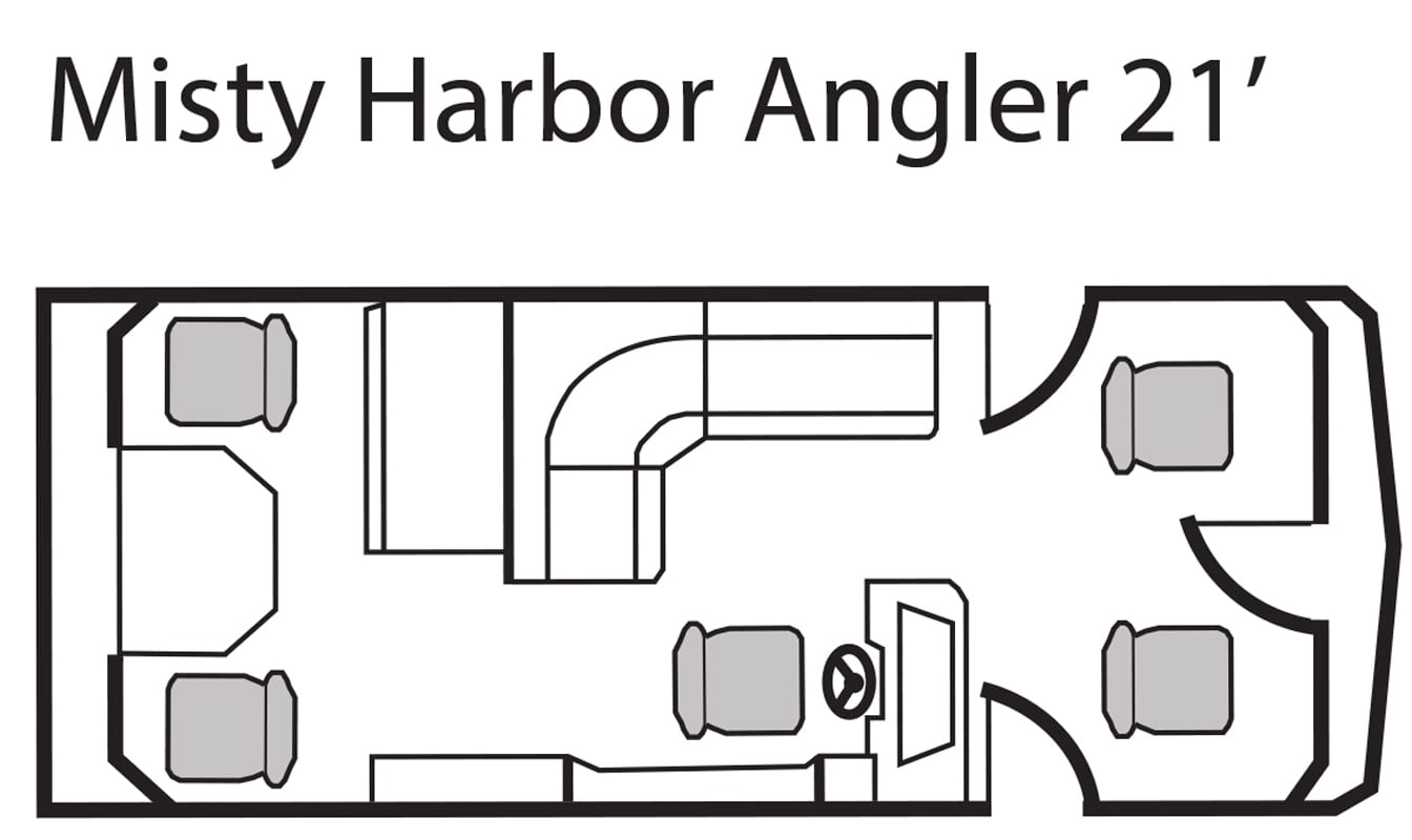 Misty Harbor Angler 21' pontoon seating plan.